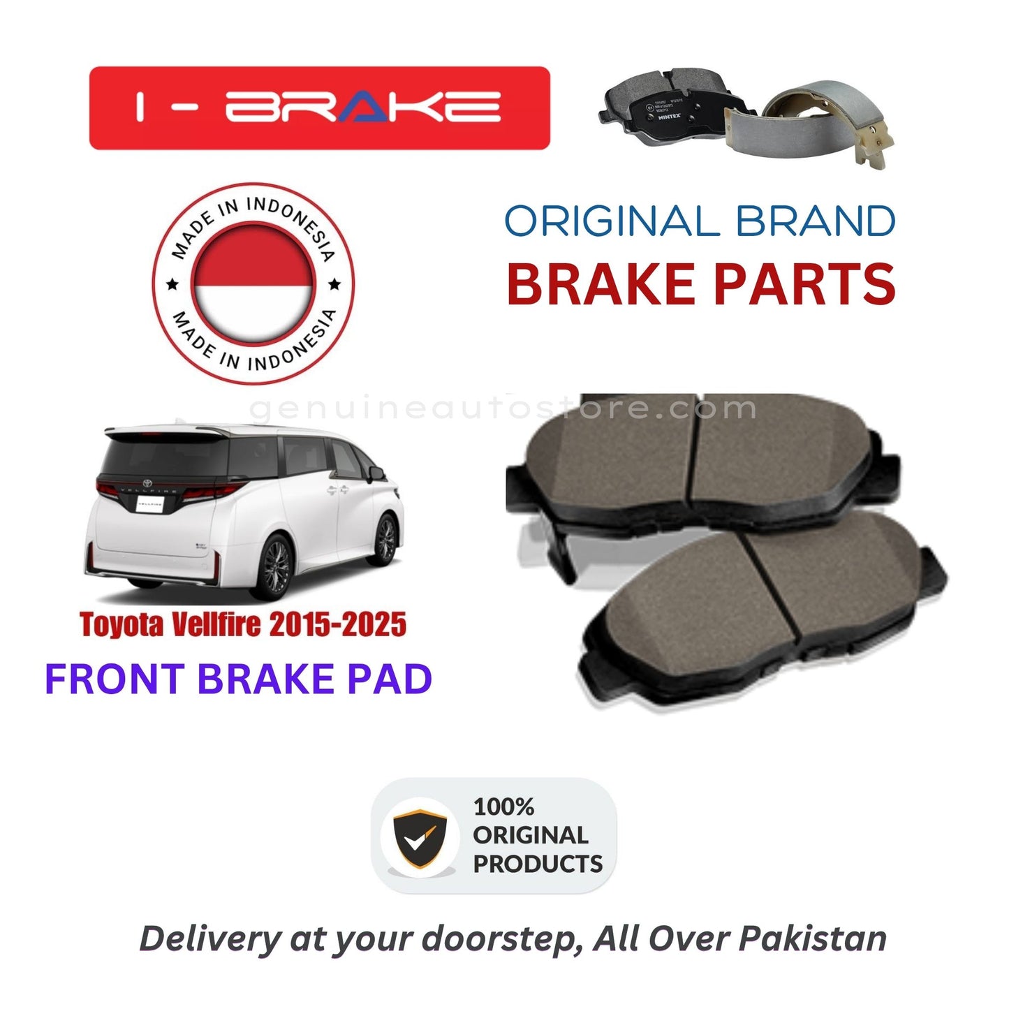 Toyota Vellfire 2015-2025 Front Brake Pads iBrake Indonesia Genuine