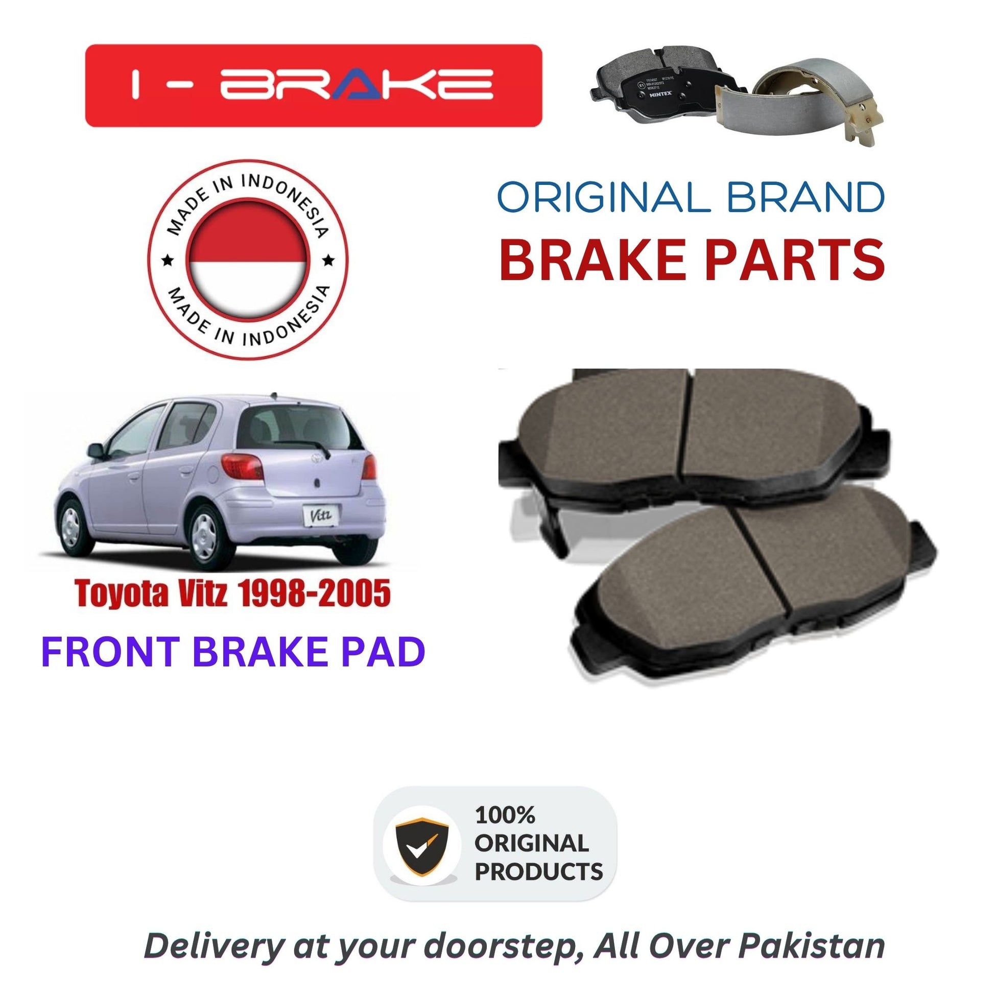 Toyota Vitz 1998-2005 Front Brake Pads iBrake Indonesia Genuine