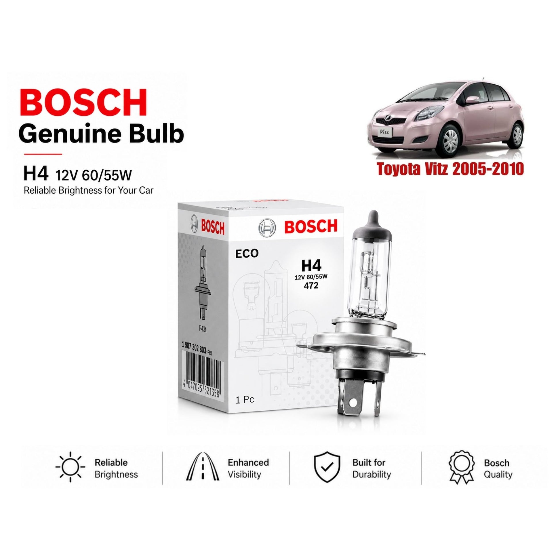Toyota Vitz 2005-2010 Headlight Bulb Bosch in Pakistan