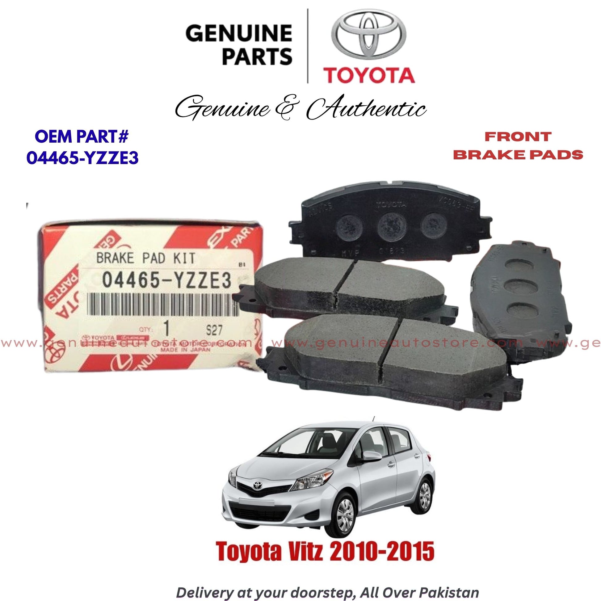 Toyota Vitz 2010-2015 Genuine Front Brake Pads 04465-YZZE3 Pakistan