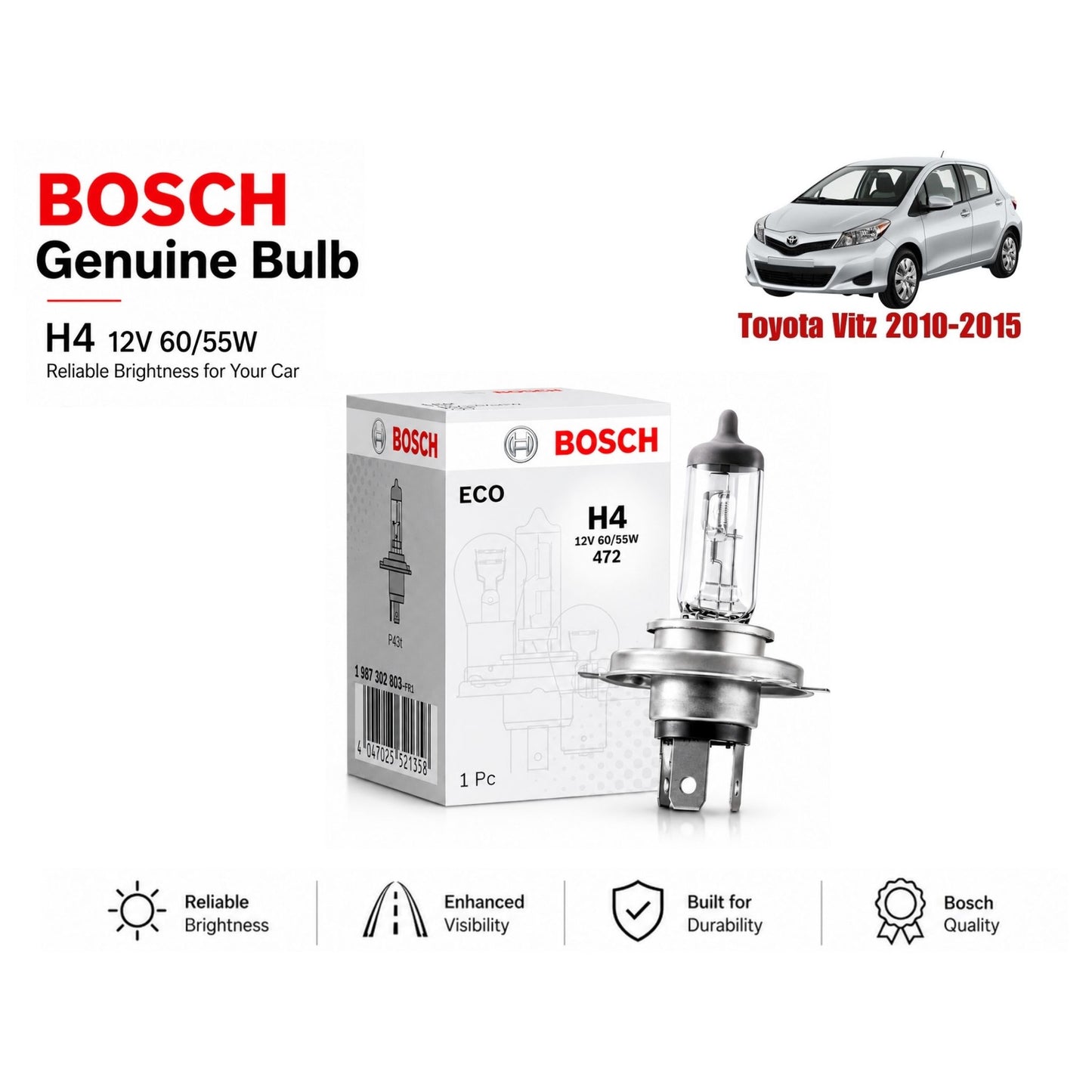 Toyota Vitz 2010-2015 Headlight Bulb Bosch in Pakistan