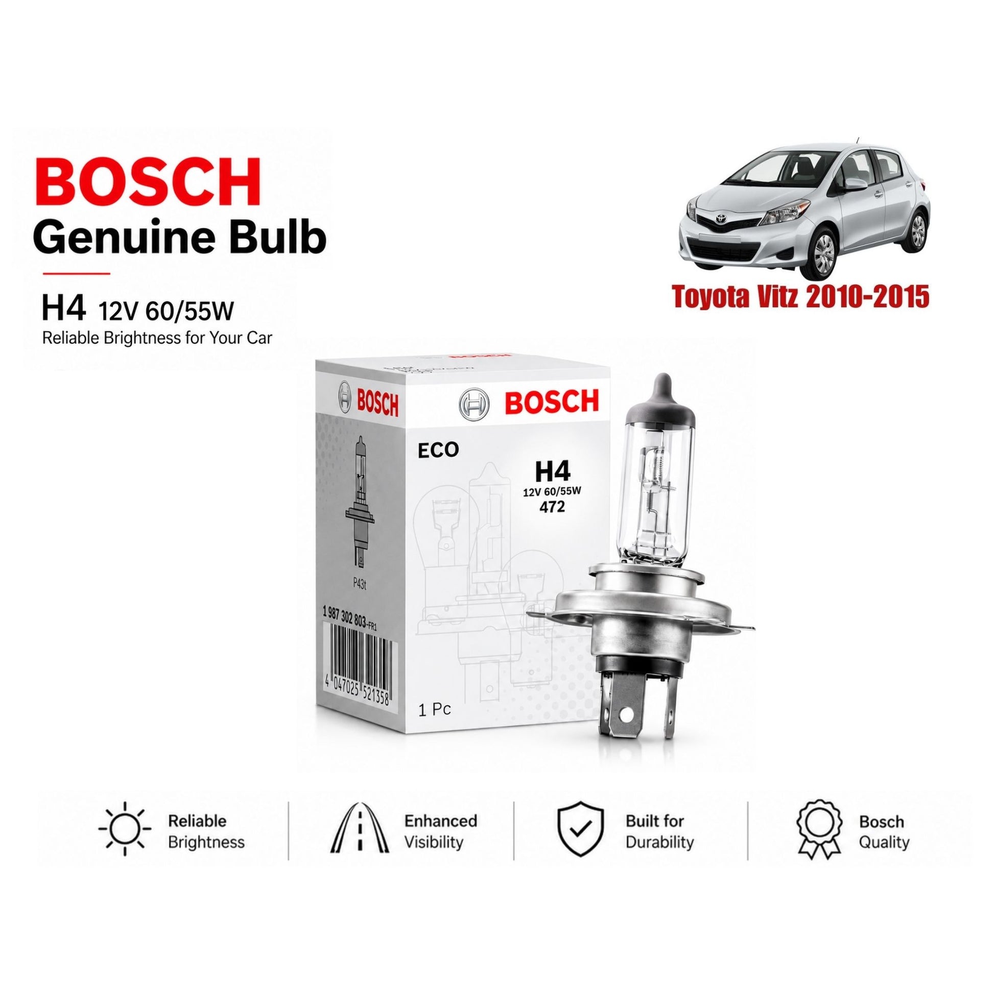 Toyota Vitz 2010-2015 Headlight Bulb Bosch in Pakistan