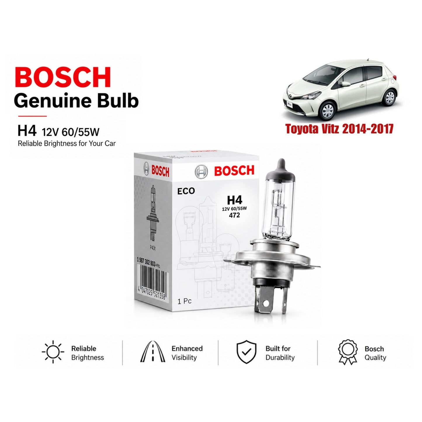 Toyota Vitz 2014-2017 Headlight Bulb Bosch in Pakistan