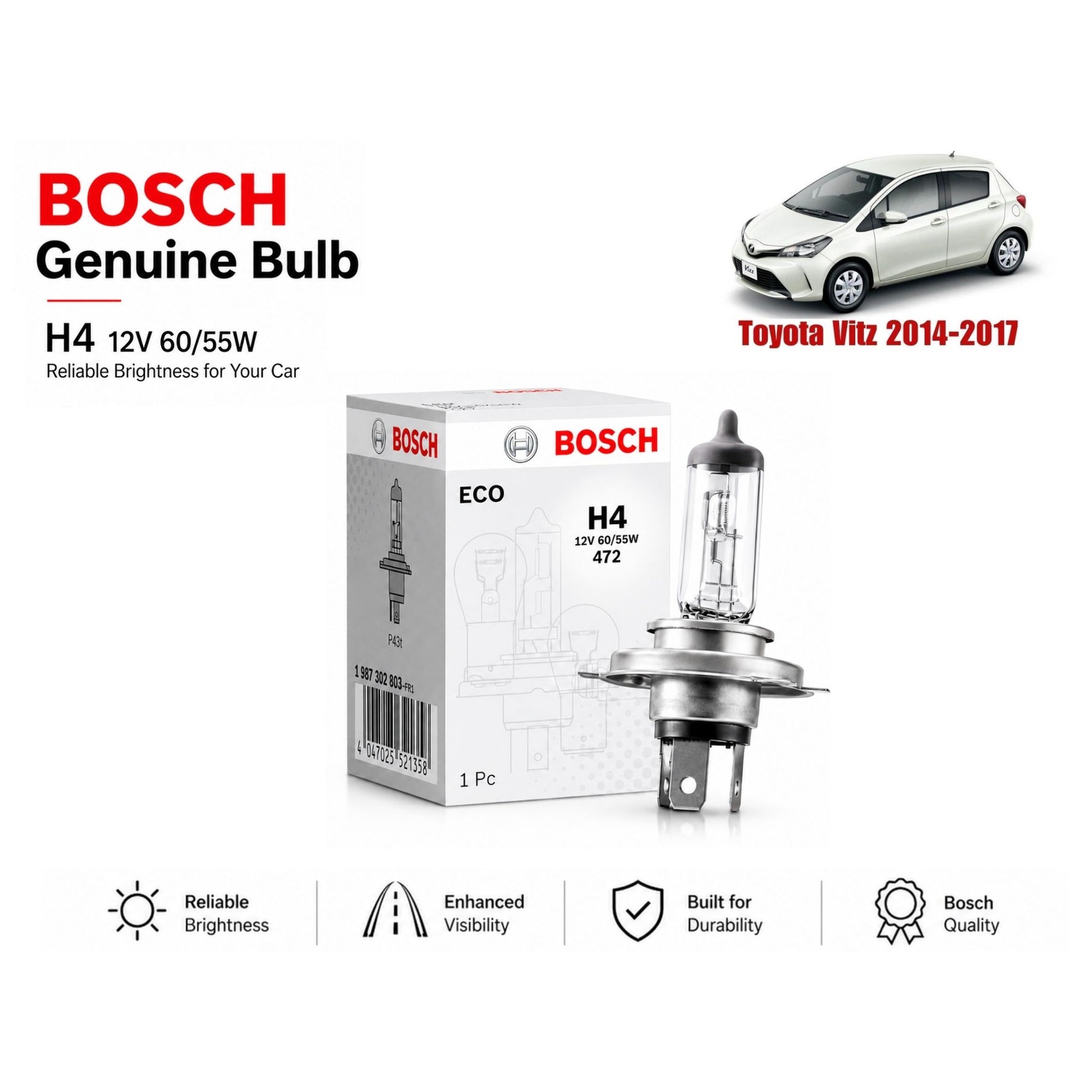 Toyota Vitz 2014-2017 Headlight Bulb Bosch in Pakistan