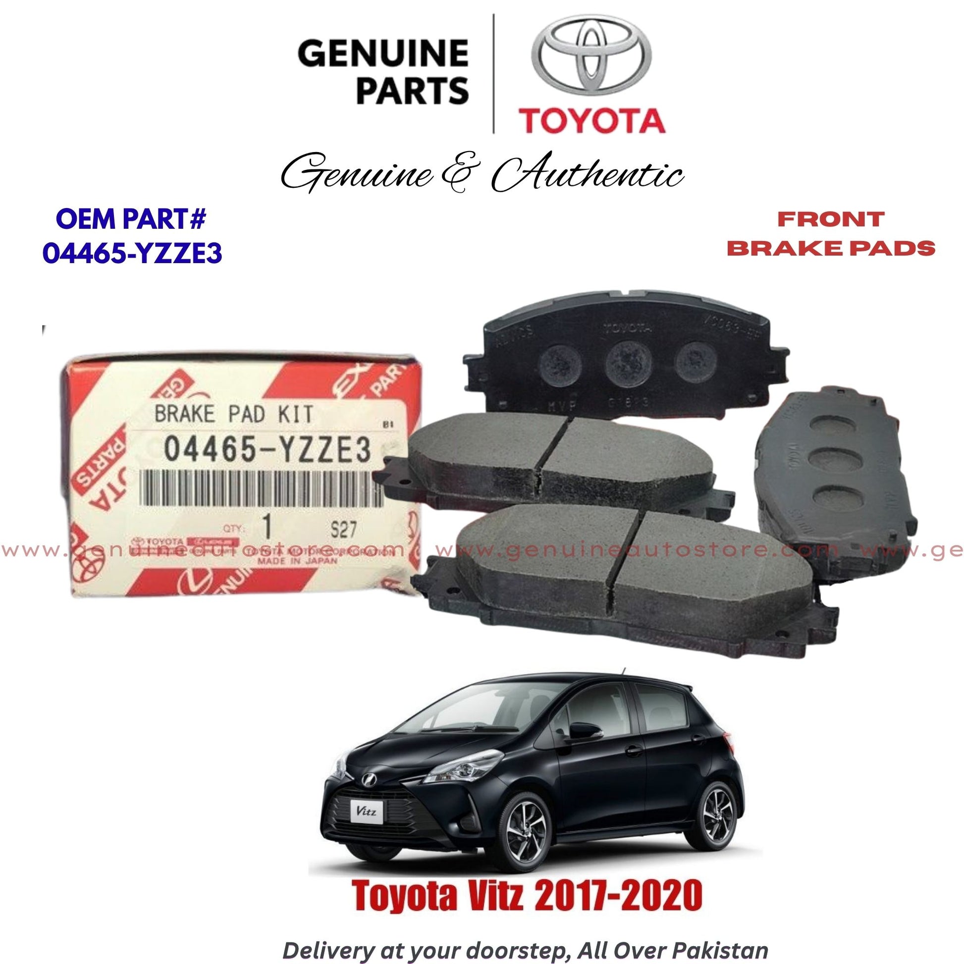 Toyota Vitz 2017-2020 Genuine Front Brake Pads 04465-YZZE3 Pakistan