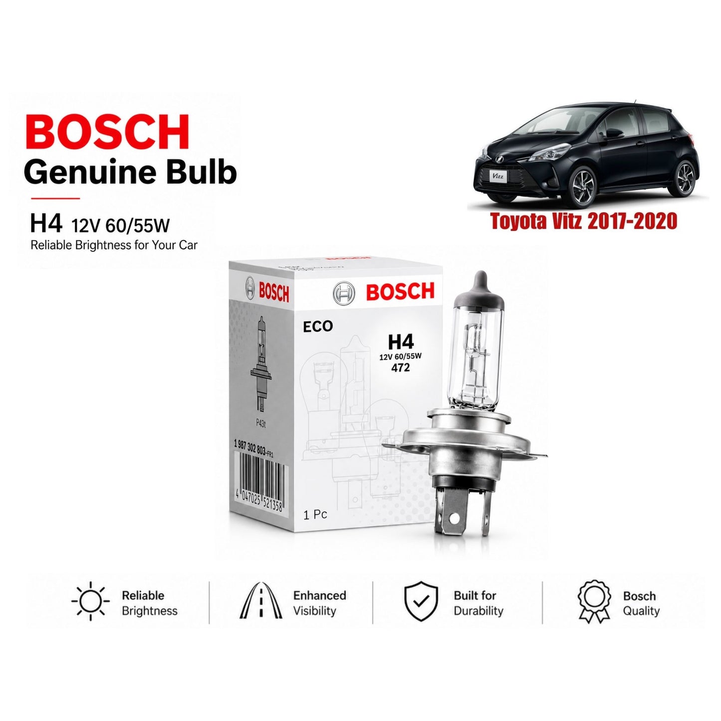 Toyota Vitz 2017-2020 Headlight Bulb Bosch in Pakistan  