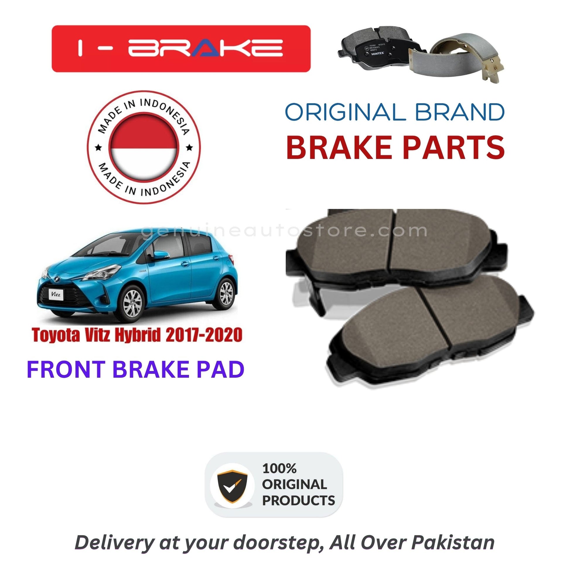 Toyota Vitz Hybrid 2017-2020 Front Brake Pads iBrake Indonesia Genuine