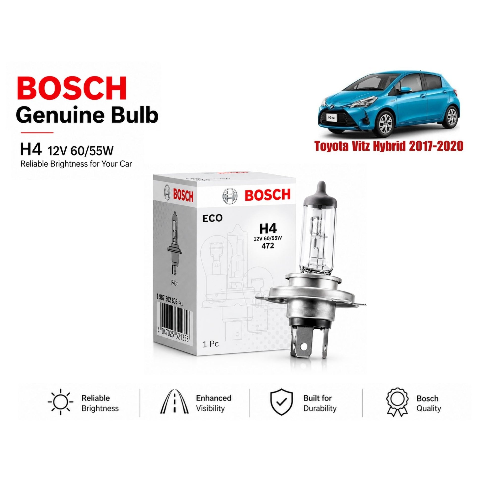 Toyota Vitz Hybrid 2017-2020 Headlight Bulb Bosch in Pakistan 