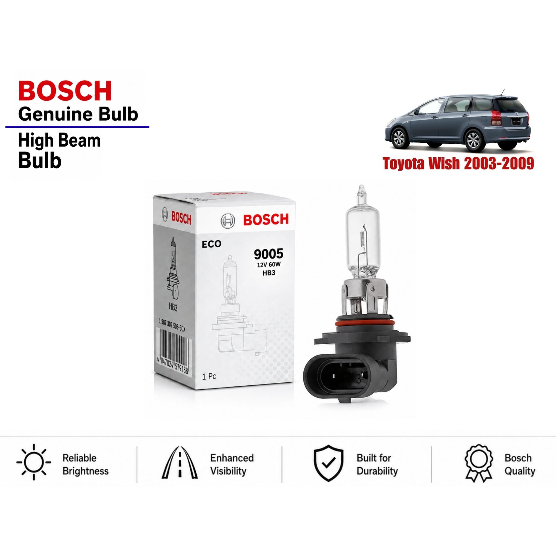 Toyota Wish 2003-2009 High Beam Headlight Bulb Bosch in Pakistan