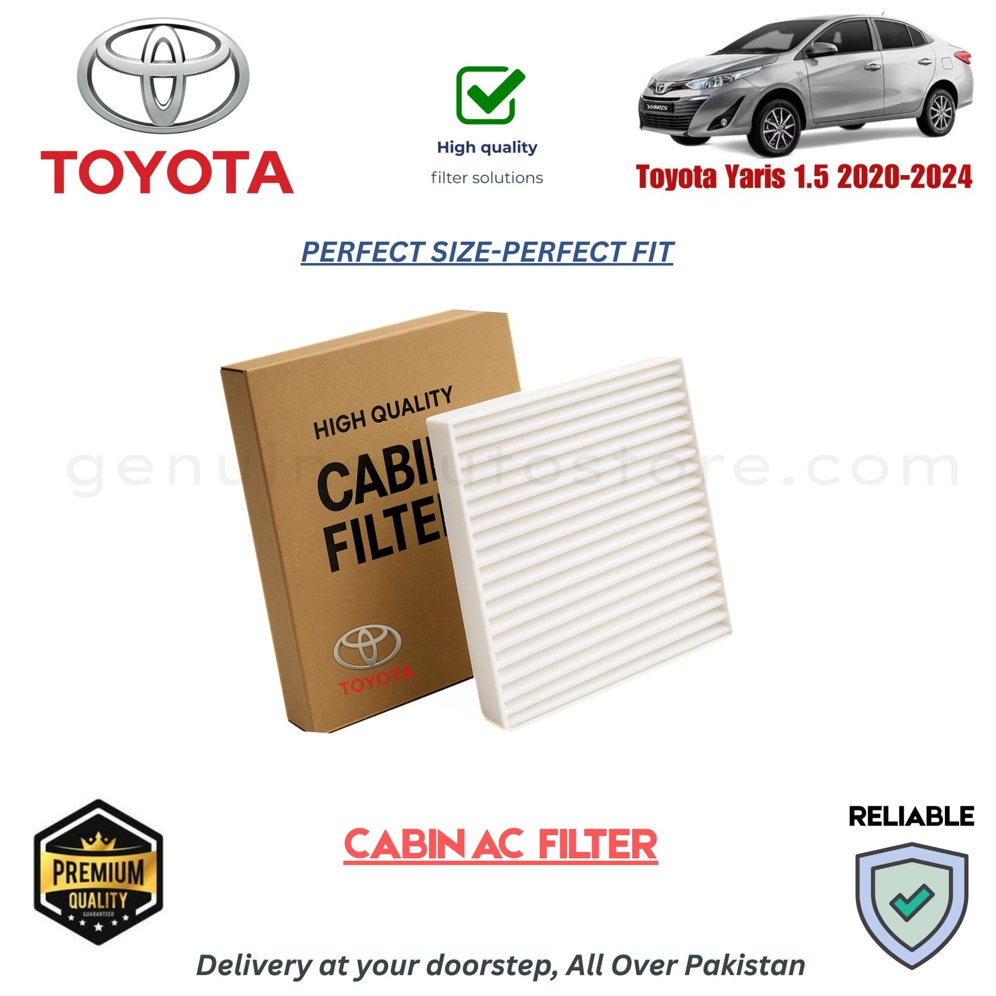 Toyota Yaris 1.5 2020-2024 CABIN AC FILTER in Pakistan. 100% Genuine, Reliable, Best Price, Cash on Delivery Available 