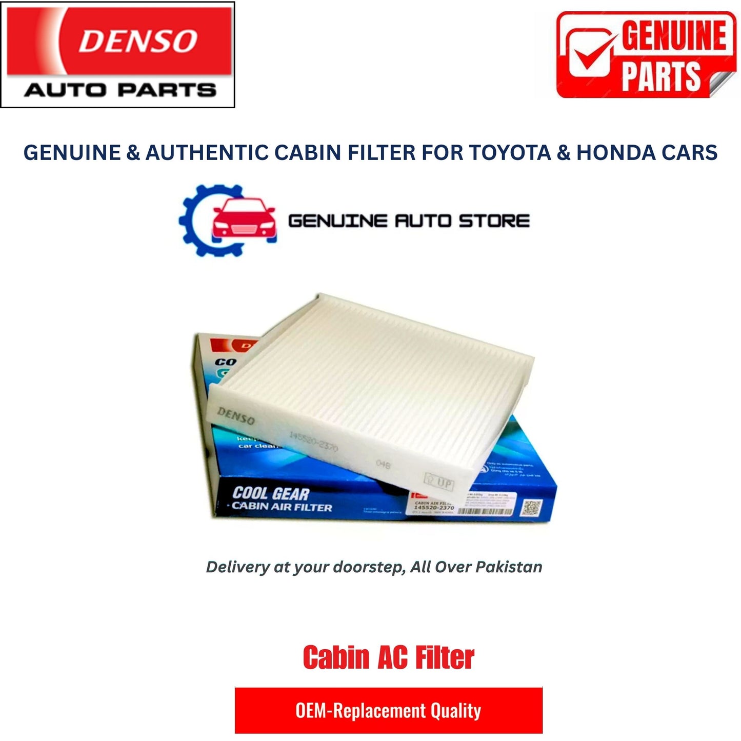 Toyota Yaris Hatchback 2019-2025 Denso Genuine Cabin Ac Filter in Pakistan, 100% Genuine, Reliable, Best Price, Cash on Delivery Available   