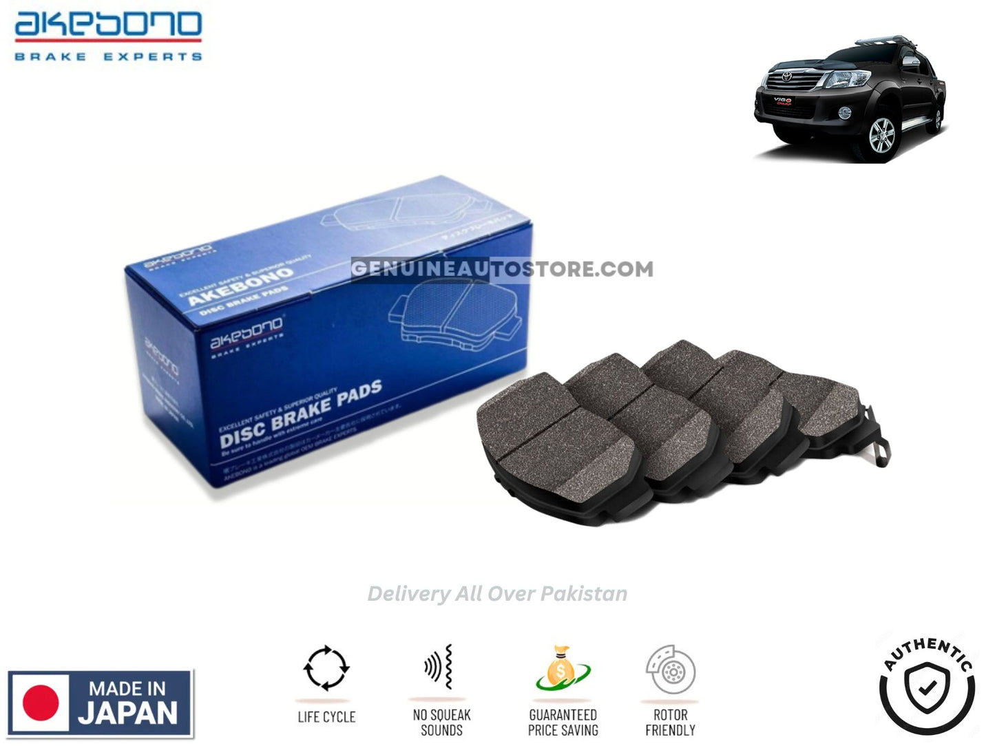 Toyota Vigo Champ 2004-2015 - Rear Brake Pads - Akebono