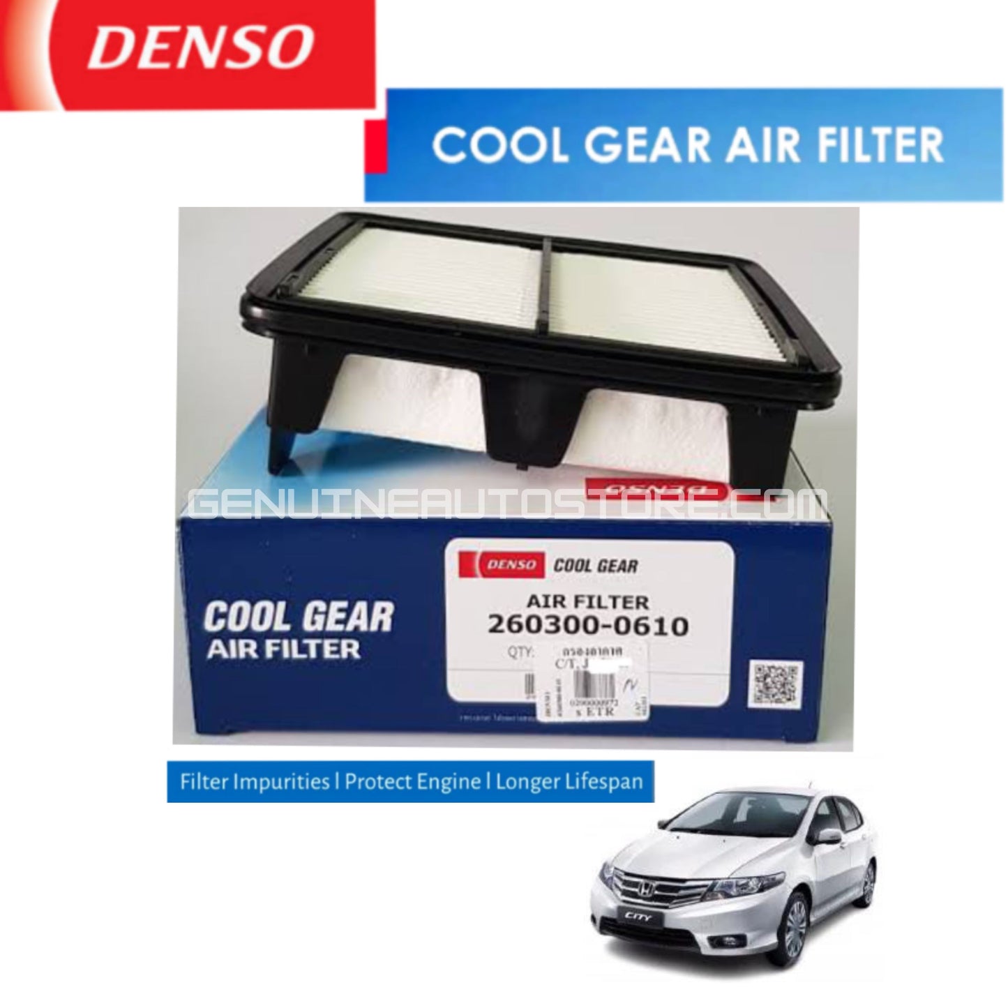 Honda City 2009-2021 Denso Air Filter - Cool Gear 17220-RB6-Z00