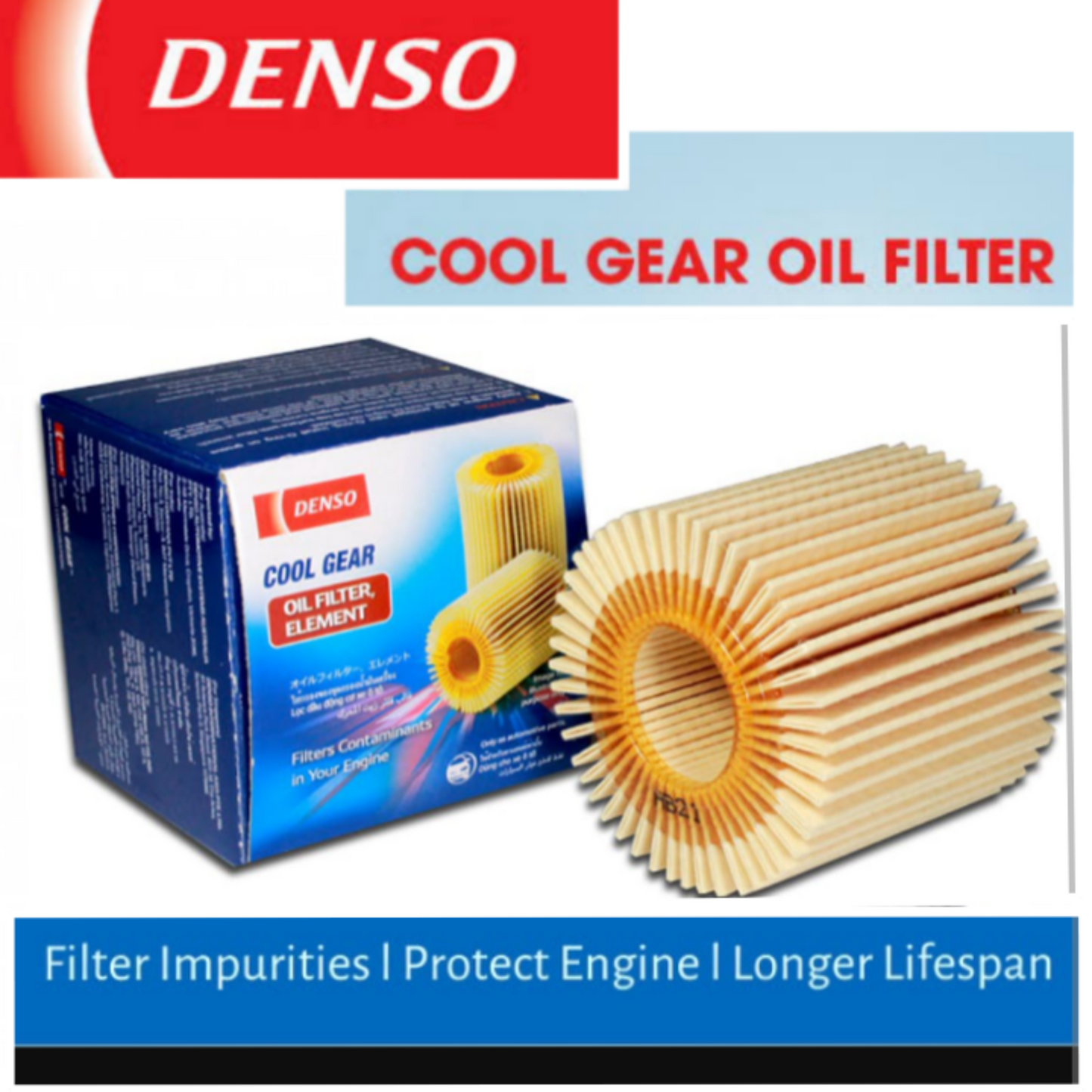 Denso Genuine Oil Filter - Paper Element - Cool Gear - Toyota Corolla 1.6 2009-2014