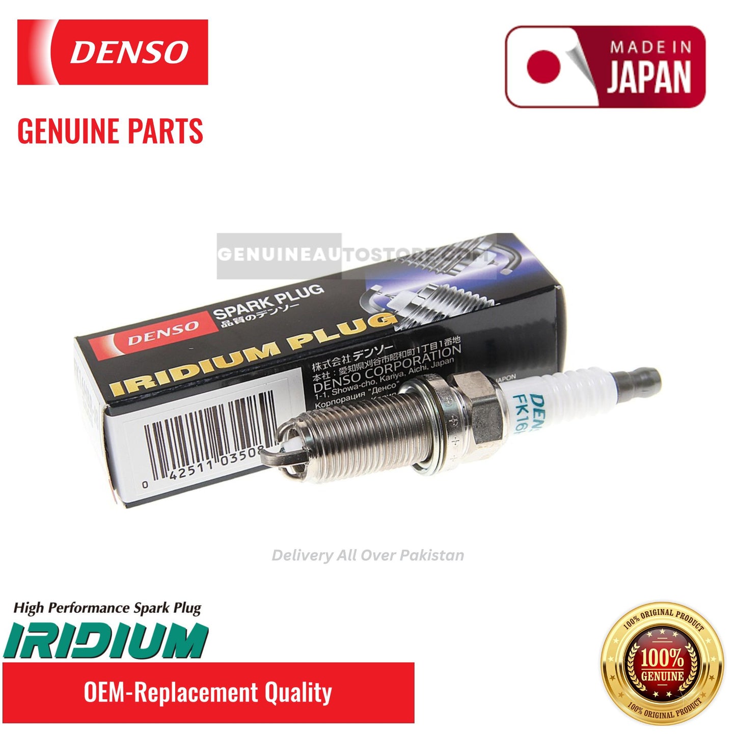 Toyota Aqua 2014-2017 - Original Spark Plugs - DENSO FK16BRAL8 1 Piece