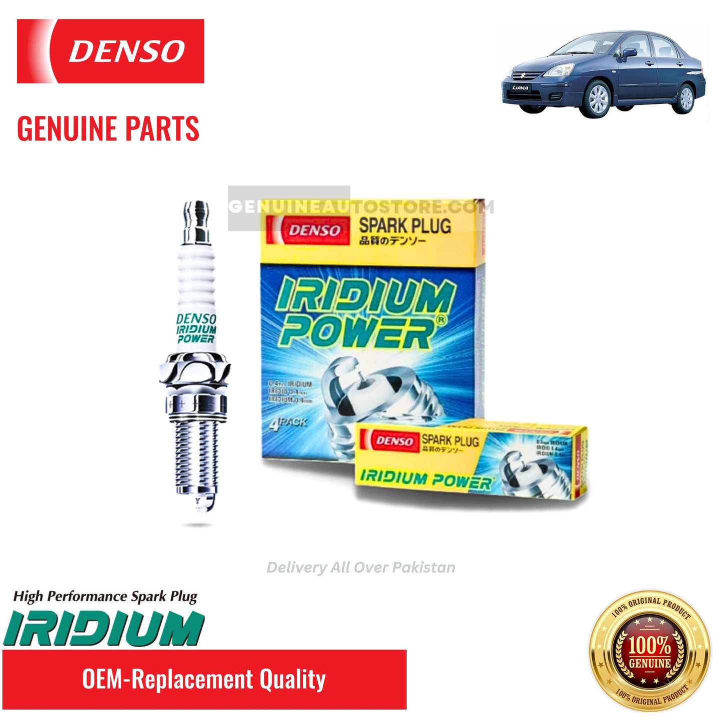 Suzuki Liana 2006-2014 - Denso Iridium Spark Plugs - 4 Pieces