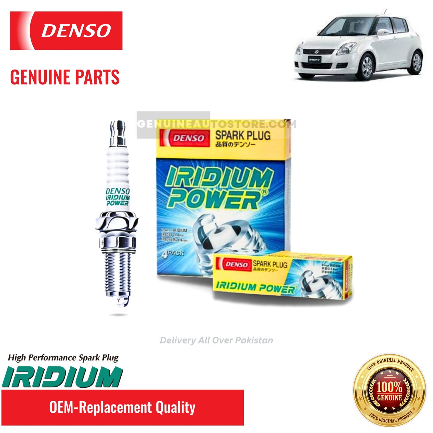 Suzuki Swift 2007-2021 - Denso Iridium Spark Plugs - 4 Pieces